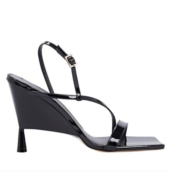 GIA / RHW Rosie High Heels Shoes Square Toe Strappy Patent Leather Black Size 37 - Picture 1 of 14